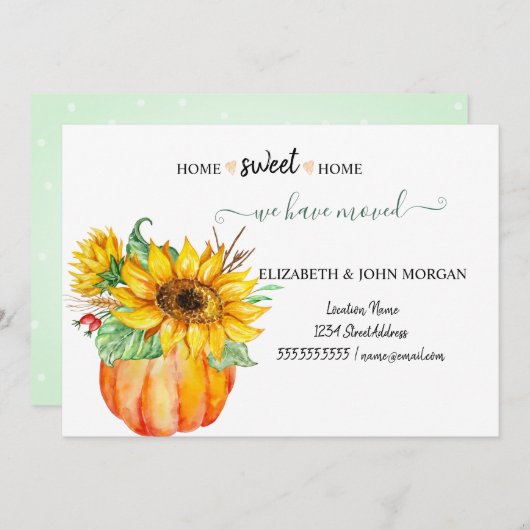 We zijn verhuisd, Waterverf pompoenen, zonnebloeme (Voorkant / Achterkant)