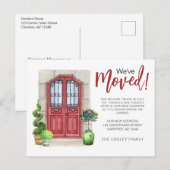 We zijn verhuisd Waterverf Rode Deur Aankondigingskaart (Voorkant / Achterkant)