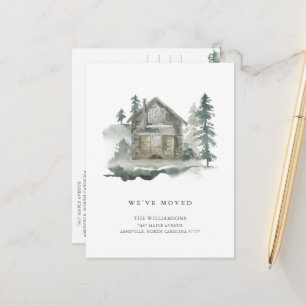 We zijn verhuisd Waterverfhuisje Dennenbomen Rusti Briefkaart
