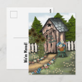 We zijn verhuisd. Whimsical Outhouse Briefkaart (Voorkant / Achterkant)
