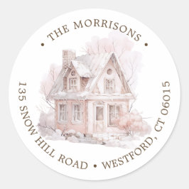We zijn verhuisd Winter House nieuw adres Ronde Sticker