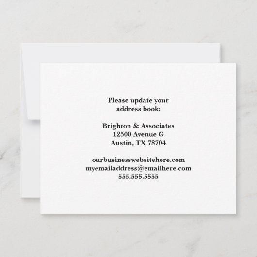 We Zijn Verhuisd Zakelijke Zwart Witte Verhuizing Aankondiging (Achterkant)