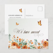 we zijn verhuisd , zomerbloemen en vlinders briefkaart (Voorkant / Achterkant)