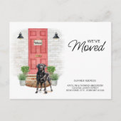 We zijn verhuisd Zwarte Labrador Rode Deur Hond Ve Aankondigingskaart (Voorkant)