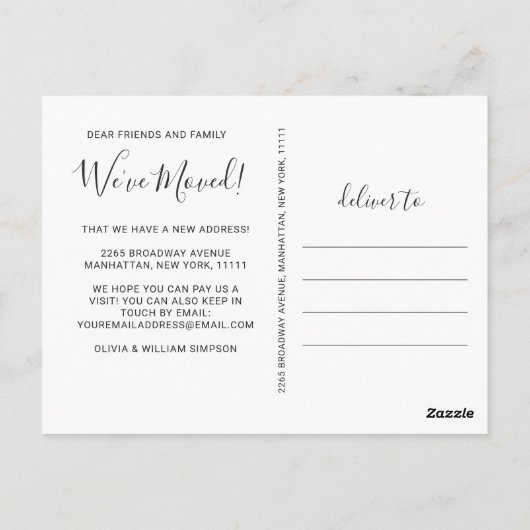 We zijn verhuisde aankondiging briefkaart (Achterkant)