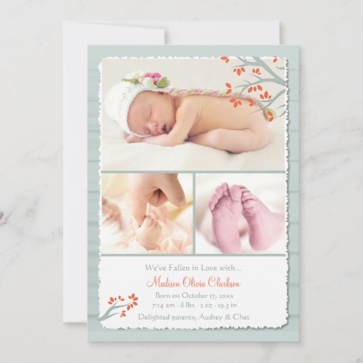 We zijn verliefd geworden op de geboortefoto aankondiging (Voorkant)