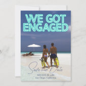 We Zijn Verliefd Geworden Turquoise Neonlichten Fo Save The Date (Voorkant)