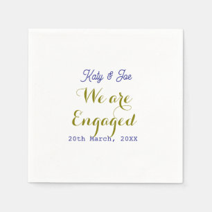 We zijn Verliefd paarse gouden naam datum elegante Servet