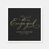 We zijn verloofd Black Gold Engagement Party Servet (Voorkant)