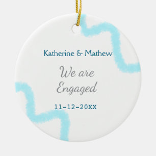We zijn verloofd blauw grijs aquarel spiraal stijl keramisch ornament