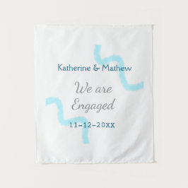 We zijn verloofd blauw grijze aquarel spiraal stij wandkleed