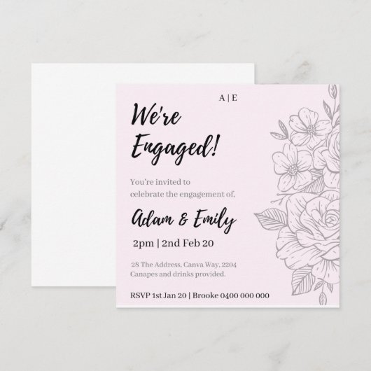 We zijn verloofd! Bloemenuitnodiging Kaart (Voorkant / Achterkant)