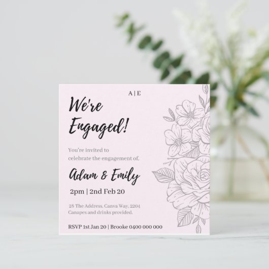 We zijn verloofd! Bloemenuitnodiging Kaart (Staand voorkant)