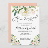 We zijn verloofd Bloemenverlovingsfeest uitnodigin Aankondiging (Voorkant / Achterkant)