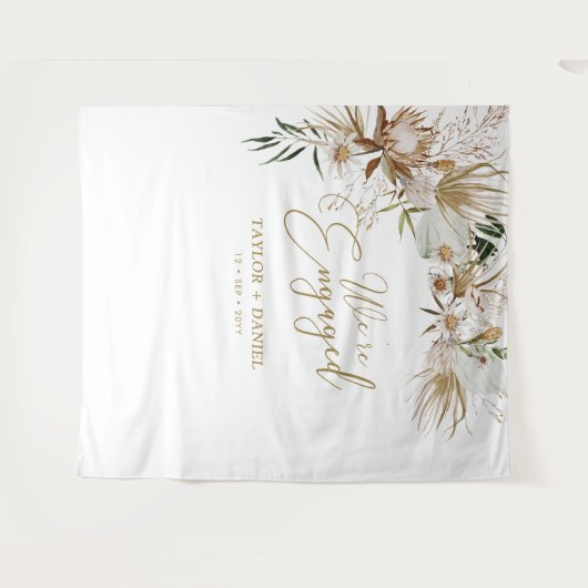 We zijn verloofd | Boho Boheemse Verlovingspartij Wandkleed (Voorkant (horizontaal))