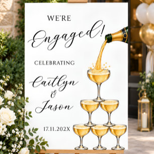We Zijn Verloofd Champagne Toren Poster