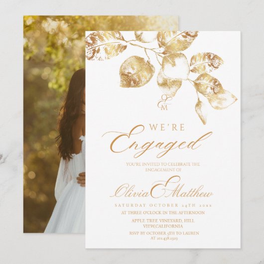 We zijn verloofd Elegante foto verlovingsfeest Kaart (Voorkant / Achterkant)