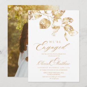 We zijn verloofd Elegante foto verlovingsfeest  Kaart