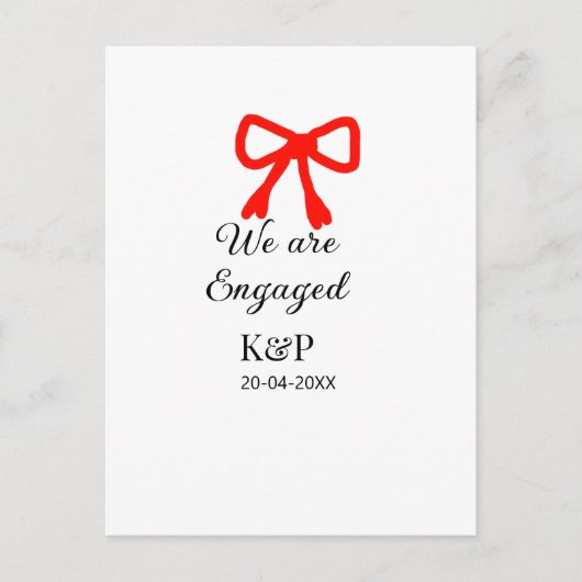 We zijn verloofd en voegen naamletter rode boog mo briefkaart (Voorkant)