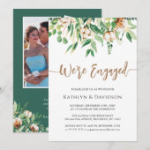 We zijn verloofd Eucalyptus Floral Simple Verlovin Kaart (Voorkant / Achterkant)