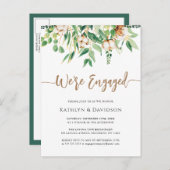 We zijn verloofd Eucalyptus Floral Simple Verlovin Uitnodiging Briefkaart (Voorkant / Achterkant)