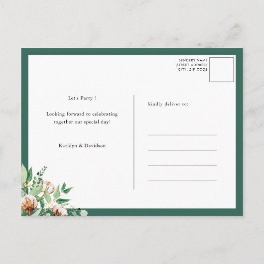 We zijn verloofd Eucalyptus Floral Simple Verlovin Uitnodiging Briefkaart (Achterkant)
