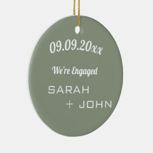 We zijn verloofd Foto Sage Groen & Wit Keramisch Ornament