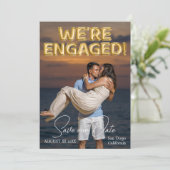 We zijn verloofd Gouden Ballonnen Foto Save The Date (Staand voorkant)