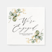 We zijn verloofd Gouden groen Blad Bruiloft Servet (Voorkant)