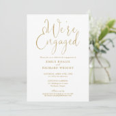We zijn verloofd Gouden Script Verloving Feest Kaart (Staand voorkant)