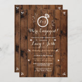 We zijn verloofd hout rustieke ring schets uitnodi kaart (Voorkant / Achterkant)