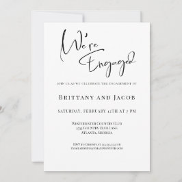 We zijn verloofd met Black White Engagement Party Kaart