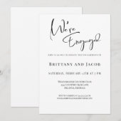 We zijn verloofd met Black White Engagement Party Kaart (Voorkant / Achterkant)