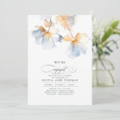 We zijn verloofd met Dusty Blue Engagement Party F Kaart (Staand voorkant)