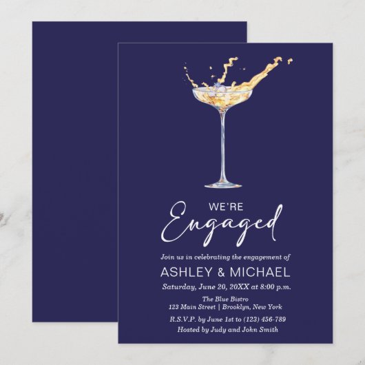 We zijn verloofd met een elegante champagne verlov kaart (Voorkant / Achterkant)