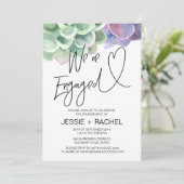 We zijn verloofd met een succulent engagement part kaart (Staand voorkant)