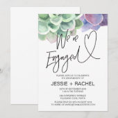 We zijn verloofd met een succulent engagement part kaart (Voorkant / Achterkant)