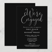 We zijn verloofd met een zwart-wit verlovingsfeest kaart (Voorkant / Achterkant)