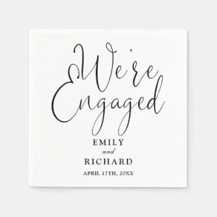 We zijn verloofd met een zwart-wit verlovingsfeest servet