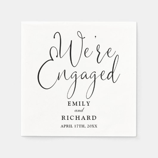 We zijn verloofd met een zwart-wit verlovingsfeest servet (Voorkant)