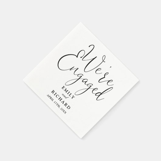 We zijn verloofd met een zwart-wit verlovingsfeest servet (Hoek)