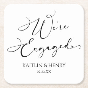 We zijn verloofd met Elegant Minimalist Engagement Kartonnen Onderzetters