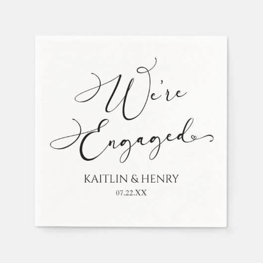 We zijn verloofd met Elegant Minimalist Engagement Servet (Voorkant)