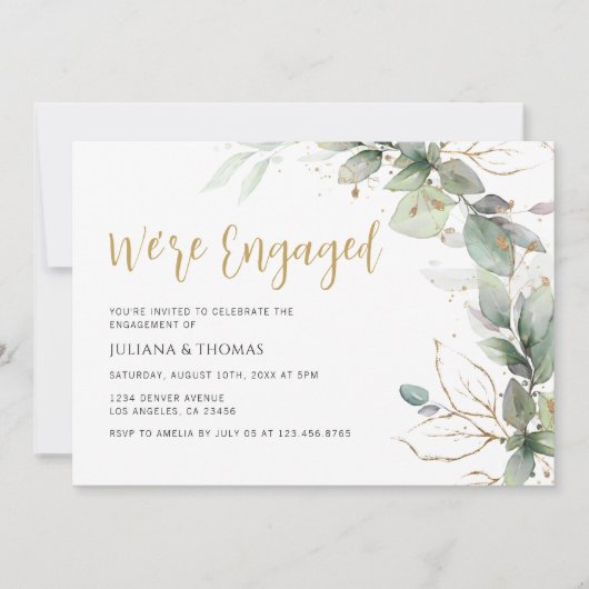 We zijn verloofd met Eucalyptus Green Engagement P Kaart (Voorkant)