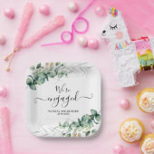 We zijn verloofd met Gold Greenery Verloving Papieren Bordje (Feest)