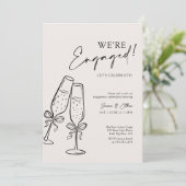 We zijn verloofd met het moderne Black Bow Champag Kaart (Staand voorkant)