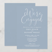 We zijn verloofd met het script Dusty Blue Engagem Kaart (Voorkant / Achterkant)