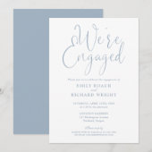 We zijn verloofd met het script Dusty Blue Engagem Kaart (Voorkant / Achterkant)