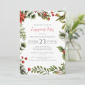 We zijn verloofd met Red Berries Engagement Party Kaart (Staand voorkant)