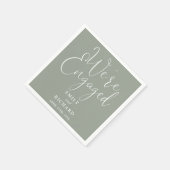 We zijn verloofd met Sage Green Script Engagement  Servet (Hoek)